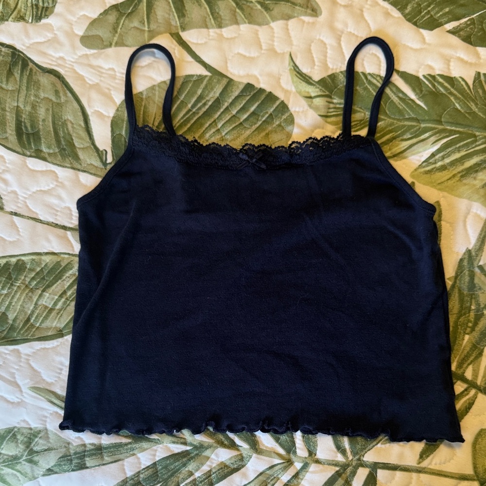 American Eagle Outfitters Navy Blue Lace Crop Cami